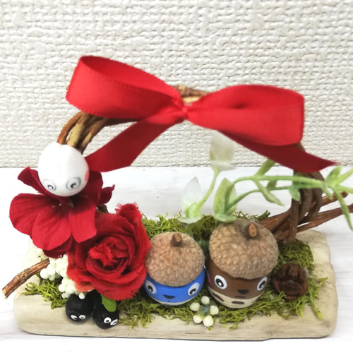 どんぐりアート♡節分＆バレンタインオブジェ♡ どんぐりアート♡鬼は外〜福は内3個セット➕αオブジェ 節分