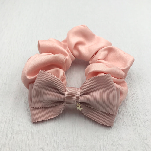 大人可愛いリボンシュシュ『DOUCE』ピンク シュシュ ♡Jolie joli 