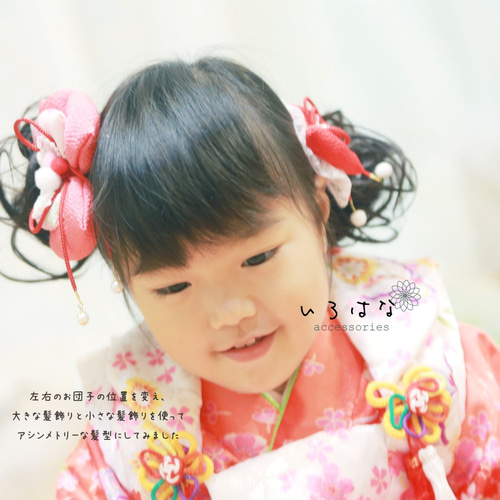 和風リボンの髪飾り 七五三 ひな祭り 赤/ピンク レース SS 雑貨