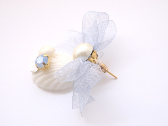マーメイドピアス〜ribbon　bijou～アイスブルー 3枚目の画像