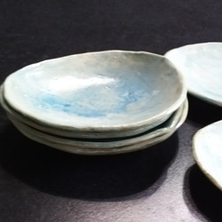 水色 玉子 型皿    取り皿 小皿 ブルー 空色 器のある生活 益子 7枚目の画像