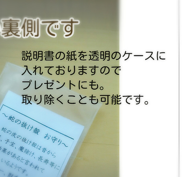 ●幸運を運ぶ●クローバー＆蛇の脱け殻お守り●金運 子宝 魔除け 長寿●財布 スマホ　春財布 3枚目の画像