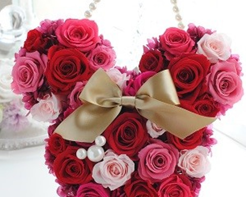 【pompomさま専用】ミッキー型バックブーケ ブートニアセット ミッキー型バックブーケ ブートニアセット プリザーブドフラワー