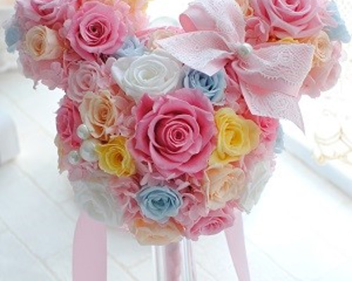 ウェディング　ブーケ　ピンク　水色 ピンク水色ナチュラルブーケ＋ブートニア | hoshifleur