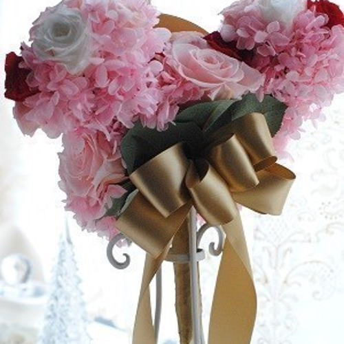 プリザーブドフラワー ミッキーブーケ ピンク 水色 ウェディング