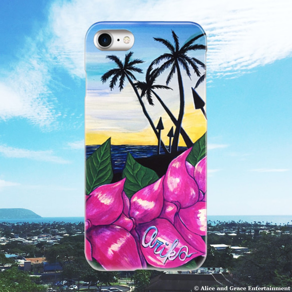 iphone・Android 各機種対応 スマホケース ハワイ Waikiki Sunset 1枚目の画像