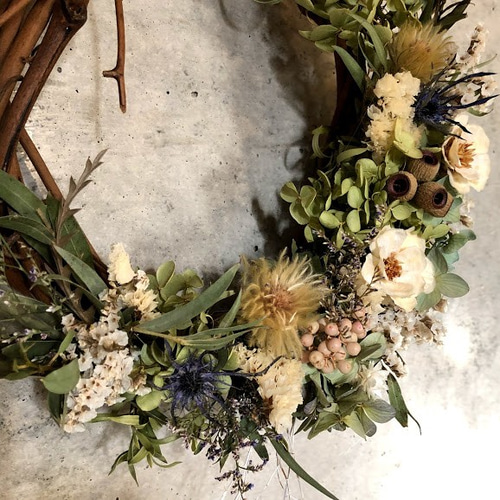 紫陽花のハーフリース＊直径約25cm リース Natural Craft 通販