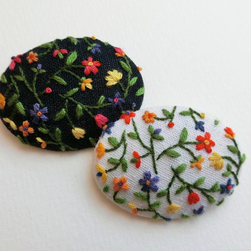受注制作】小花 刺繍 ブローチ ブローチ RURUアート刺繍 通販 7571220