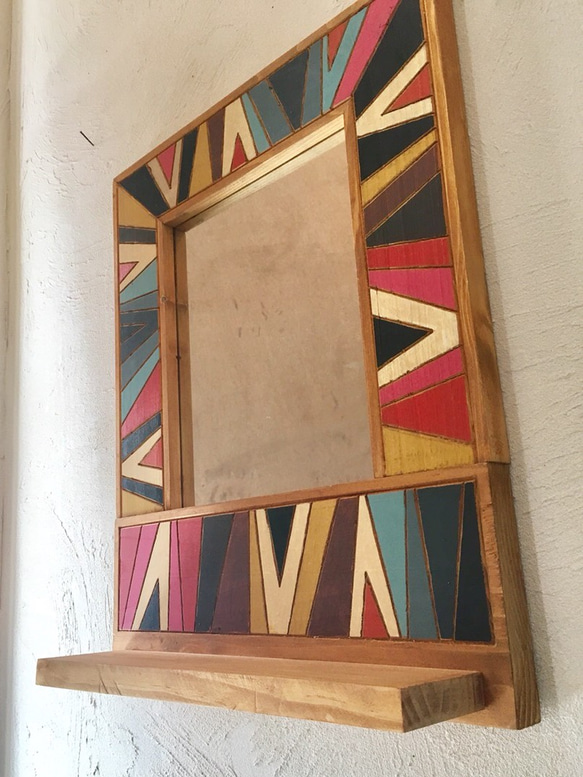 ウォールミラー 60'sテイスト 壁掛け鏡 4枚目の画像