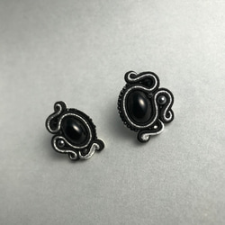 《受注生産》黒×シルバー×黒ピアス　Feminine Earrings　イヤリング、金属アレルギー対応 6枚目の画像