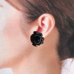 《受注生産》黒×シルバー×黒ピアス　Feminine Earrings　イヤリング、金属アレルギー対応 7枚目の画像