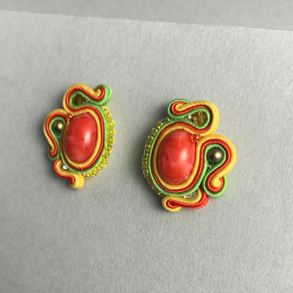 1点物　黄×橙×緑ピアス　ｋ16ｇｐのみ