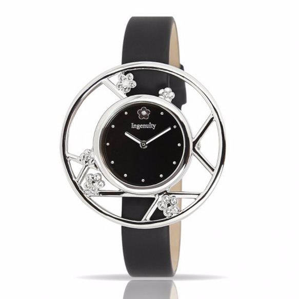 《INGENUITY經典百搭多變款》銀框黑面-精典黑皮帶 - 人氣手工錶 第2張的照片