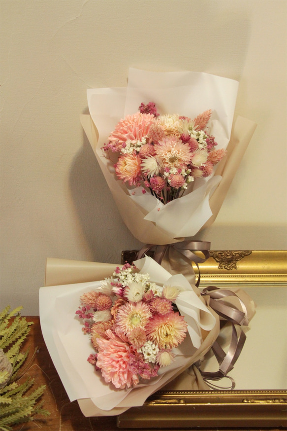 粉紅蜜糖 給情人的花束 乾燥花束 第3張的照片