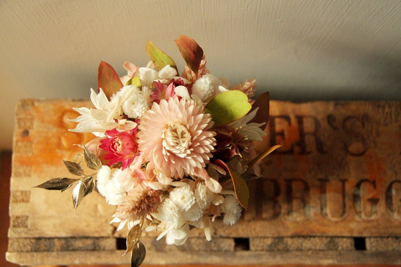 磚紅色摩艾小盆花 乾燥花 永生花（單一販售） 第5張的照片