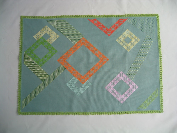 こぎん刺し☆テーブルクロス＊キューブフロート #Z015 その他