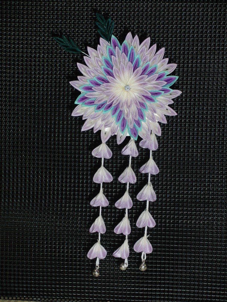 紫の菱柄★下り付＊簪#T059イ