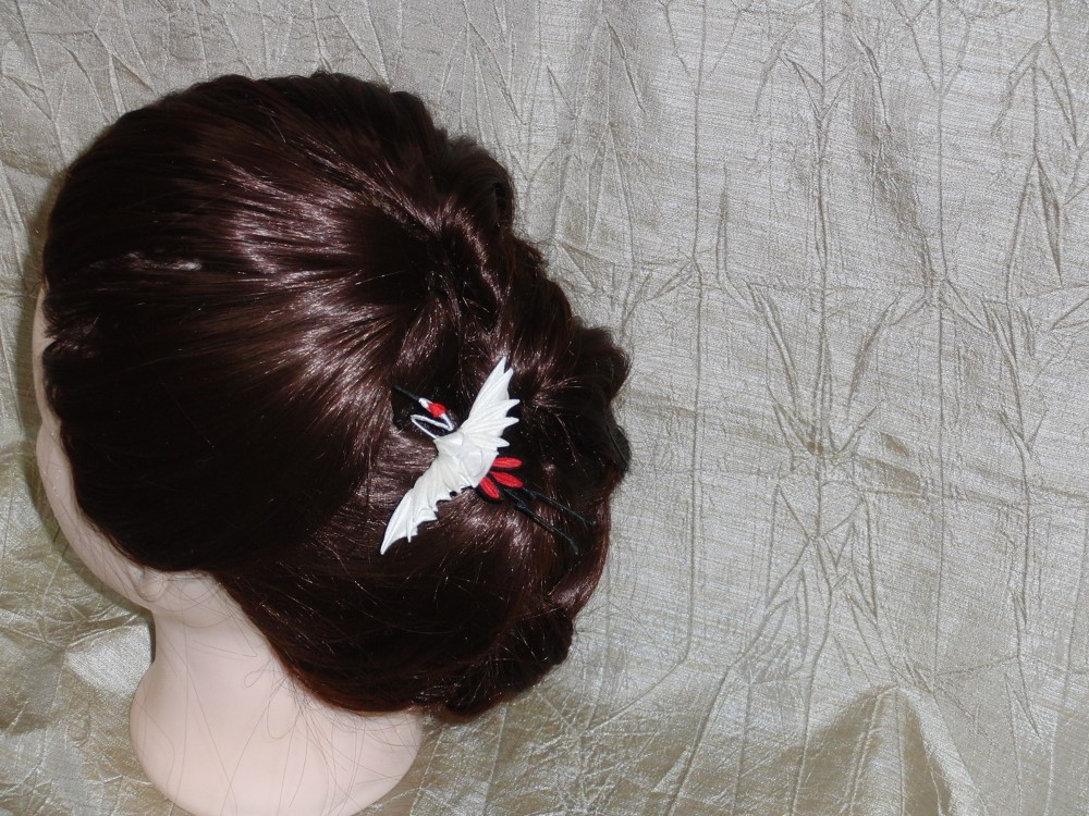 鶴Ⅲ★Uピン簪＊白首【受注製作】\2,200- #M025