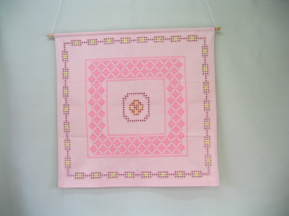 こぎん刺し　テーブルセンター　① こぎんキット テーブルセンター（紺） こぎん1 オリムパス【KY