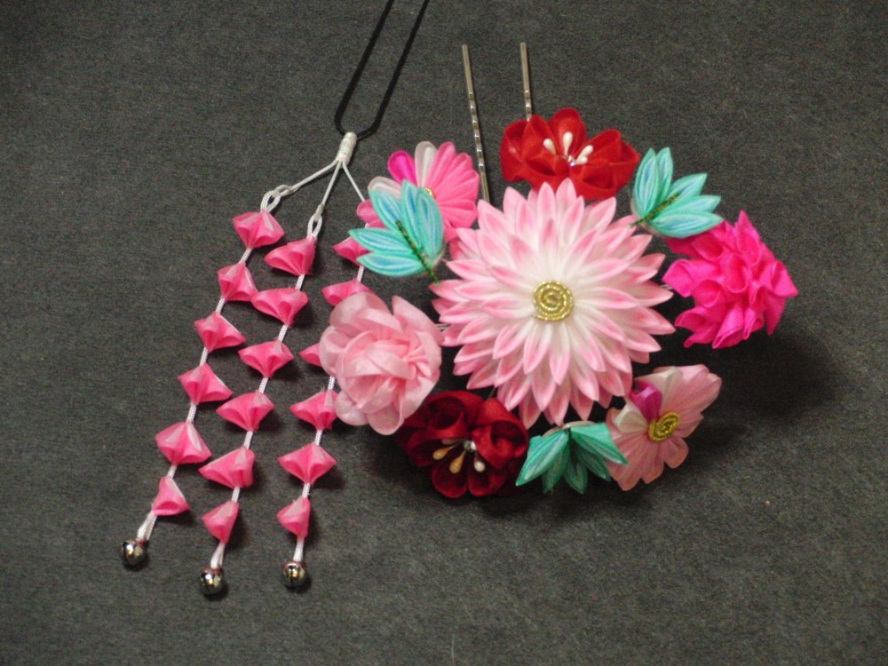 ピンクの半楠暈し菊セット#S036ロ