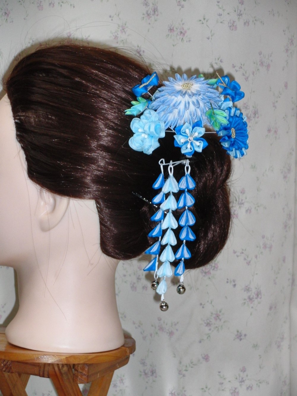 ブルーの半楠暈し菊セット#S036イ