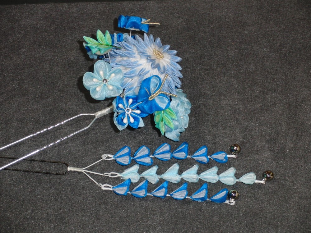 ブルーの半楠暈し菊セット#S036イ