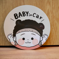 【髪型が選べる】ベビーインカー　くまちゃん耳の赤ちゃんカーステッカー 5枚目の画像