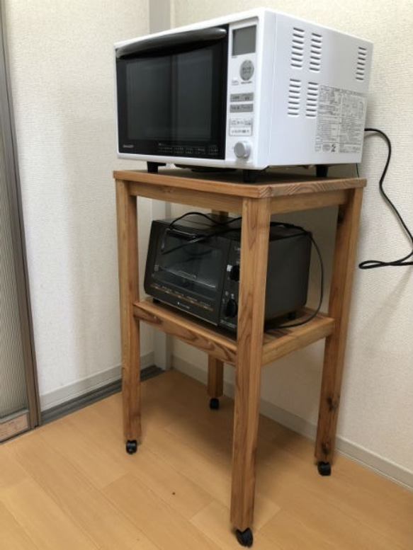 ハラナモ様オーダー品　K323レンジ台サイズ変更・棚板追加　 2枚目の画像