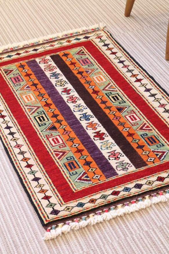 ティポット柄 手織り 絨毯 ハンドメイド ラグ ウール&草木染め Turkish kilim ✳︎国内送料無料 1枚目の画像