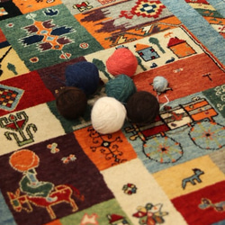 手織り 絨毯 ハンドメイド ラグ ウール&草木染め ホジャナスレッティン トルコ 青 ブルー NO25114 4枚目の画像