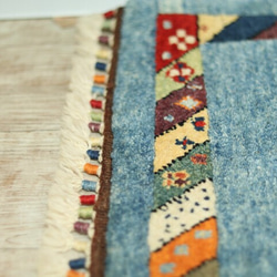手織り 絨毯 ハンドメイド ラグ ウール&草木染め ホジャナスレッティン トルコ 青 ブルー NO25114 5枚目の画像
