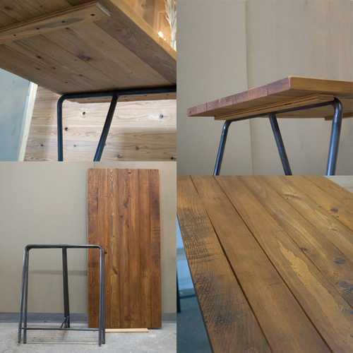 最安値に挑戦 【送料無料！】【DIY完成品】鉄脚✖️グレーウッド天板  