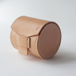 フルハンドメイド カスタムベジタブルタンニン鞣し革 本革レンズケース 筒型ボックス オリジナルデザイン 1枚目の画像