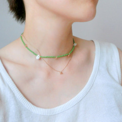 peace necklace -green & pearl- 5枚目の画像
