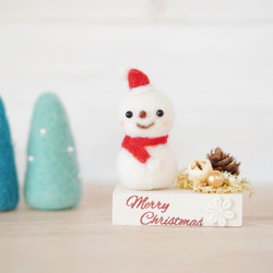 雪だるまさんのクリスマスナチュラル雑貨✾お色をお選びください♪羊毛フェルト 3枚目の画像