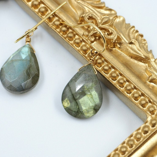 天然ラブラドライトの多面的な宝石用原石のイヤリング925スターリング