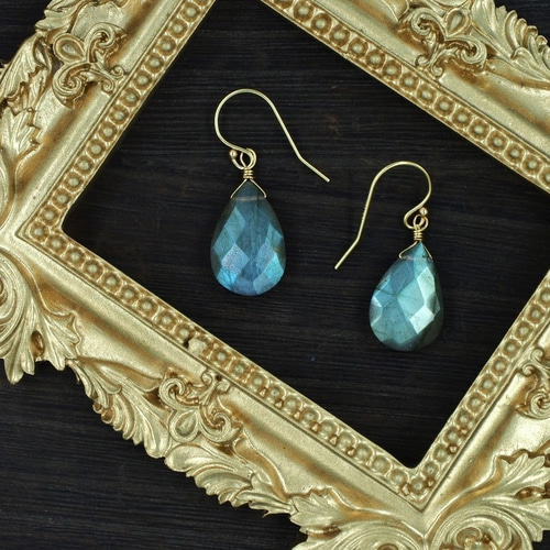 天然ラブラドライトの多面的な宝石用原石のイヤリング925スターリング