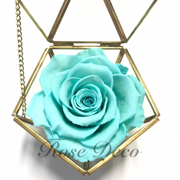 《訂製品》銅金色 五角形珠寶盒 不凋玫瑰花 第3張的照片