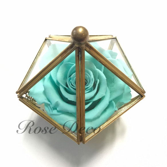 《訂製品》銅金色 五角形珠寶盒 不凋玫瑰花 第4張的照片
