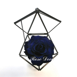 《訂製品》 五角形玻璃珠寶盒  寶藍色  不凋玫瑰花 第6張的照片