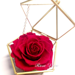 《訂製品》銅金色 五角形珠寶盒 不凋玫瑰花 桃粉色 第1張的照片