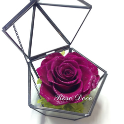 《訂製品》 鑽石不凋玫瑰花 五角形玻璃珠寶盒  莓果紫 第2張的照片
