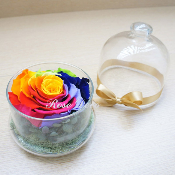 《訂製品》  幸運彩虹   玫瑰不凋花玻璃罩 第3張的照片