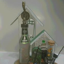 ボトルフラワー付きボトルランプ（メロンリキュール） 2枚目の画像
