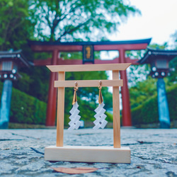 神社の風ピアス/ イヤリング- イヤリングホルダー 5枚目の画像