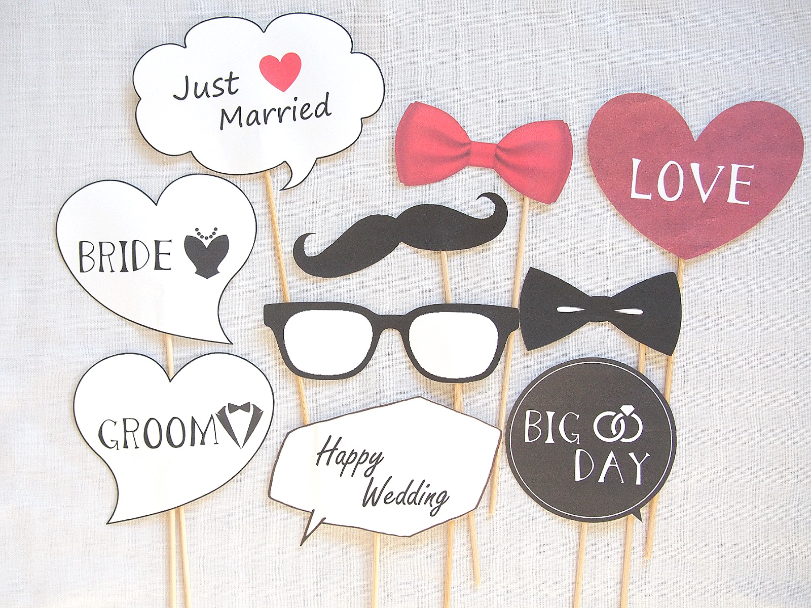 結婚式♡フォトプロップス12本セット(*ˊ˘ˋ*)。♪:*° 手書き風♡ウェディングフォトプロップス12本セット☆ フォト