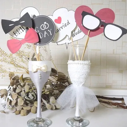 フォトプロップス 10本セット ひげ メガネ 新郎新婦 前撮り 結婚式