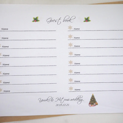 芳名帳と受付サインのセット　クリスマス　雪 2枚目の画像