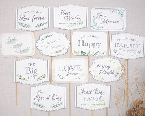 フォトプロップス ナチュラル 12本セット 前撮り 披露宴 撮影アイテム