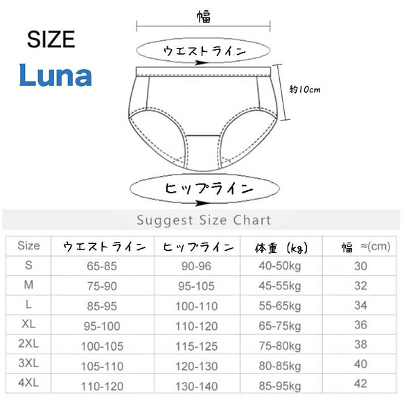 SUMMER SALE ナプキン不要【Luna】サニタリーショーツ 吸水 生理用 尿もれ オムツ 生理 Creema限定 10枚目の画像